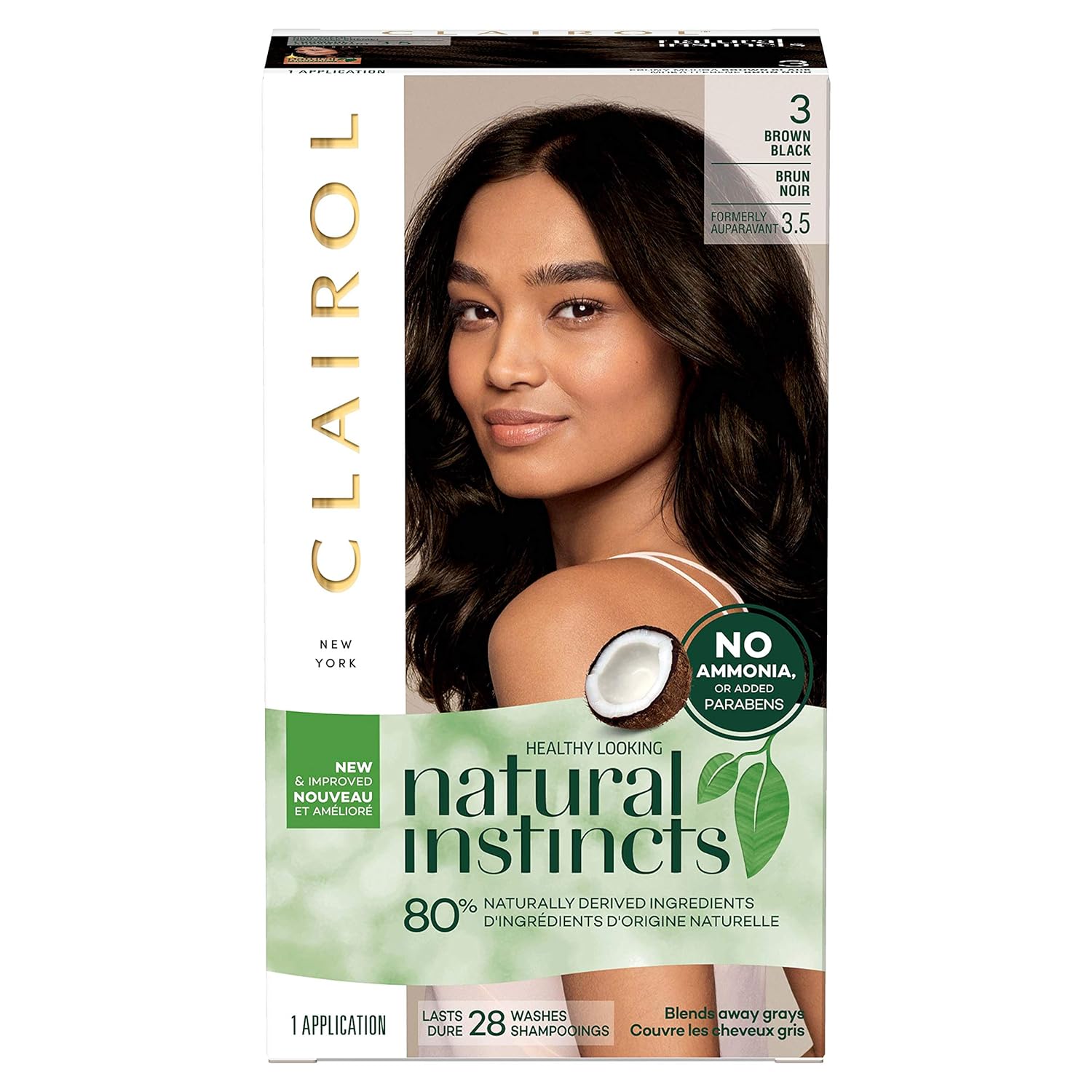 Clairol Natural Instincts Semi-Permanent, 3 Brown Black, Ebony Mocha, 1 Count