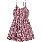 Verdusa Women's Sleeveless V Neck Daisy Floral Short A Line Swing Cami Dress