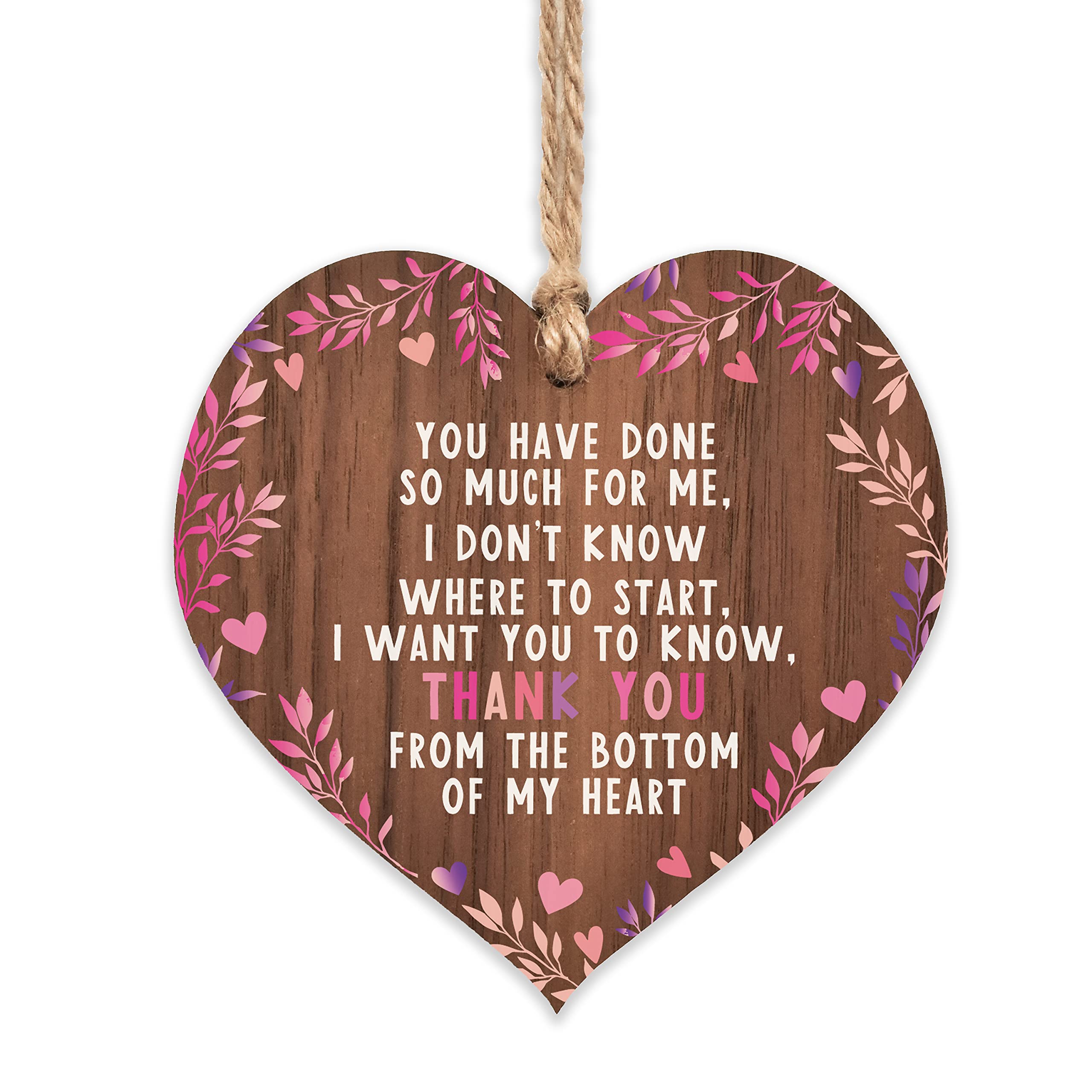 Thank you wood sign for her | best friends wooden hanging heart | sentimental inspirational gift cheer up women | friendship present uk | her girls