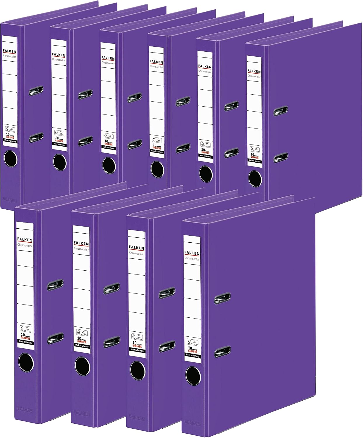 Original Falken 10-pack Chromocolor premium folders. Made in Germany. Plastic cover outside and inside 5 cm wide DIN A4 violet Ring binder File folder Letter file Office folder Plastic folder