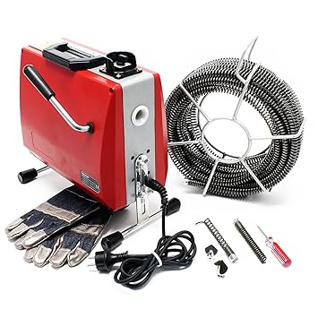 Profi Rohrreinigungsmaschine 390W 400 U/min inkl. 6 Spiralen Ø 16mm & umfangreichem Zubehör