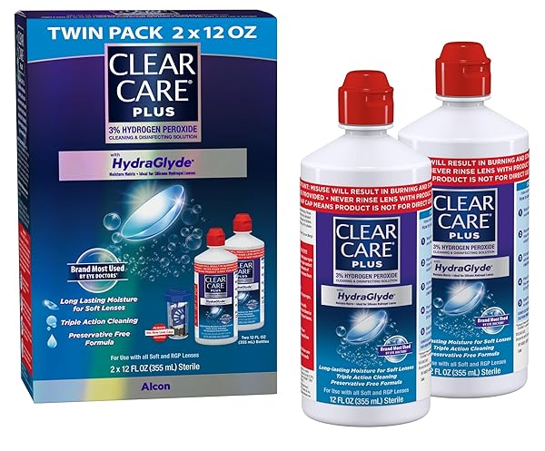 CLEAR CARE PLUS CLEANING SOLUTION WITH LENS CASE, TWIN PACK, MULTI, 12 OZ, PACK OF 2
