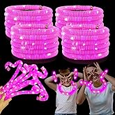12-24 PCS Pink Glow Sticks Party Favors for Kids,LED Light up Pop Tubes for Toddlers, Neon Necklaces Bracelets Accessories,Birthday Dance Wedding Easter Mardi Gras Parade Throws Party Supplies Decor