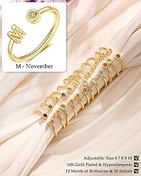 FUNEIA Initial Birthstone Rings for Women Teen