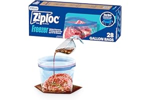 Ziploc Gallon Food Storage Freezer Bags, Stand-Up Bottom, Easy to Fill, 28 Count (Packaging May Vary)