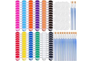 NAKOTII 12PCS Mini Paint Set,Kids Paint Bulk Set,Washable Acrylic Paint Strips Set for Kids & Adults,24 Filled Paint Strips in 12 Colors,24 Brushes 12 Mixing Palettes Perfect for Home Classroom Party Favors