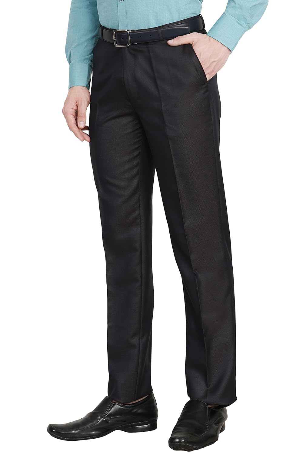 mchenry men's regular fit self-design formal trousers