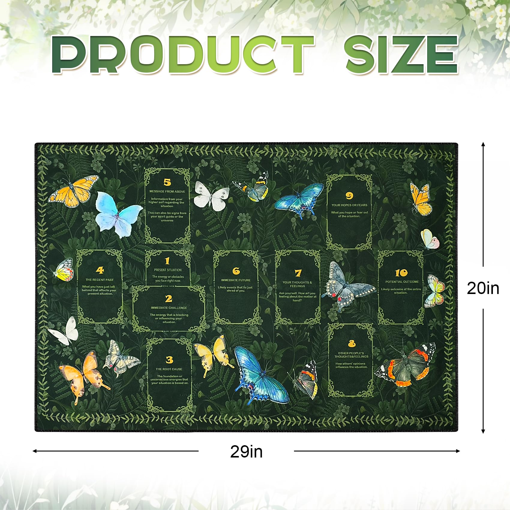 Knana Altar Cloth Butterfly Tarot Mat Velvet Tarot Cloth for Reading with Celtic Cross Pattern