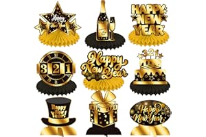 C L COOPER LIFE 2025 New Year Party Centerpieces Decorations 12pcs New Year Eva Party Honeycomb Centerpieces for Happy New Year Holiday Theme Party Decorations Hello 2025 New Year Party Supplies