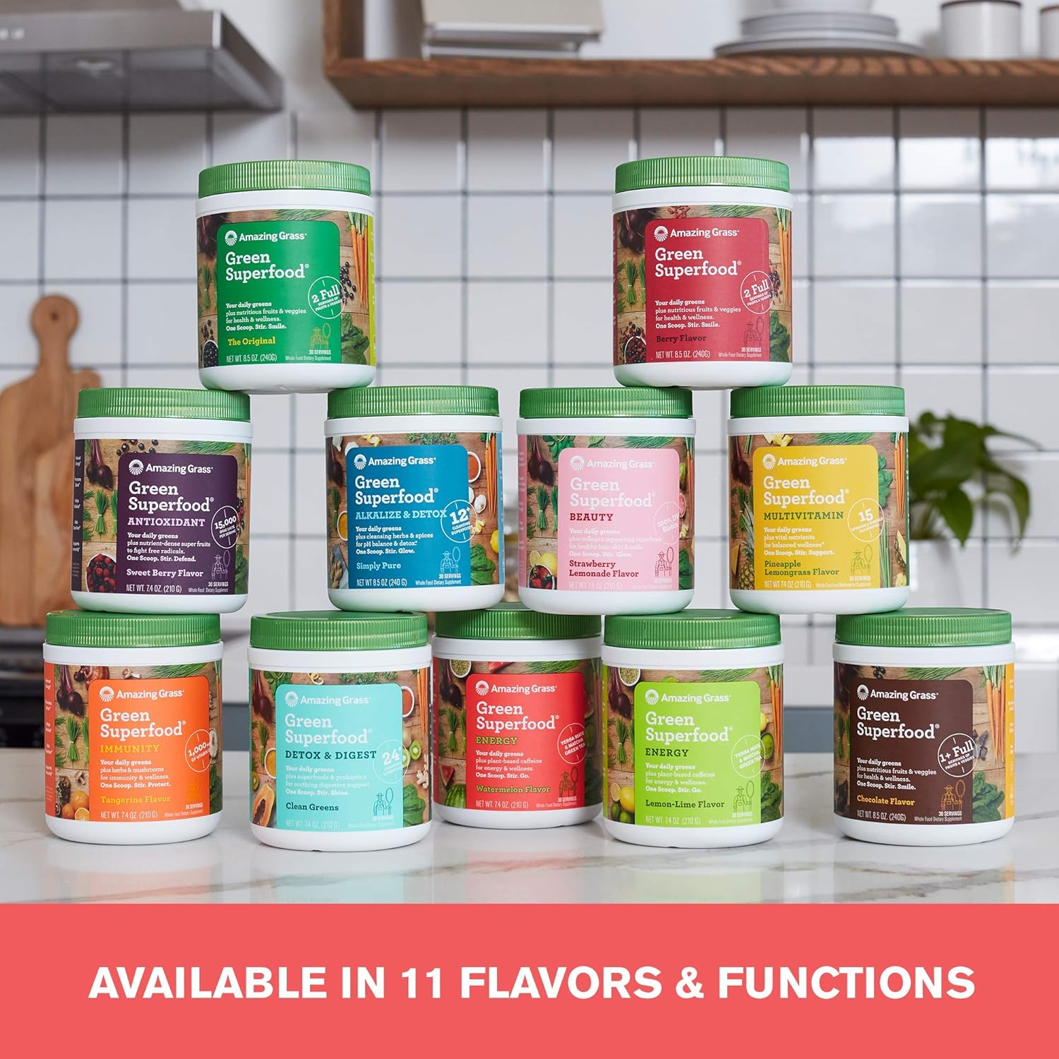 Amazing Grass Green Superfood Energy: Super Greens Powder & Plant Based Caffeine with Matcha Green Tea, Watermelon, 30 Servings : Grocery & Gourmet Food