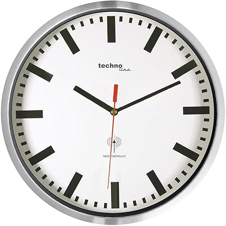 TECHNOLINE WT 8990 – große Funkwanduhr im Bahnhofsdesign mit integriertem Nachterkennungs-Sensor