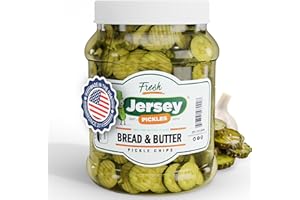 Jersey Pickles - Bread and Butter Pickled Chips (Half Gallon) - Fresh, Keto-Friendly, and Perfect for Snacks, Sandwiches, or Salads – The perfect Pickle Jars Cornichon for Families or Gatherings