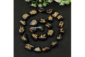 NEW AGE HEALINGS Black Agate Runes Crystal Runes Set of 25 Engraved Rune Stones with Runes Book PDF