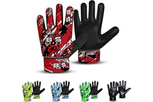BFS IMPEX Kids Soccer Goalie Gloves – Youth Football Goalkeeper Gloves for Boys, Youth & Children with Strong Anti-Slip 4mm Latex Grip Palm, Double Wrist Support & Durable Football Gloves
