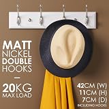 LARHN White Coat Hooks Wall Mounted Rack 4 Matt-Nickel 42 cm All Fixings view 2