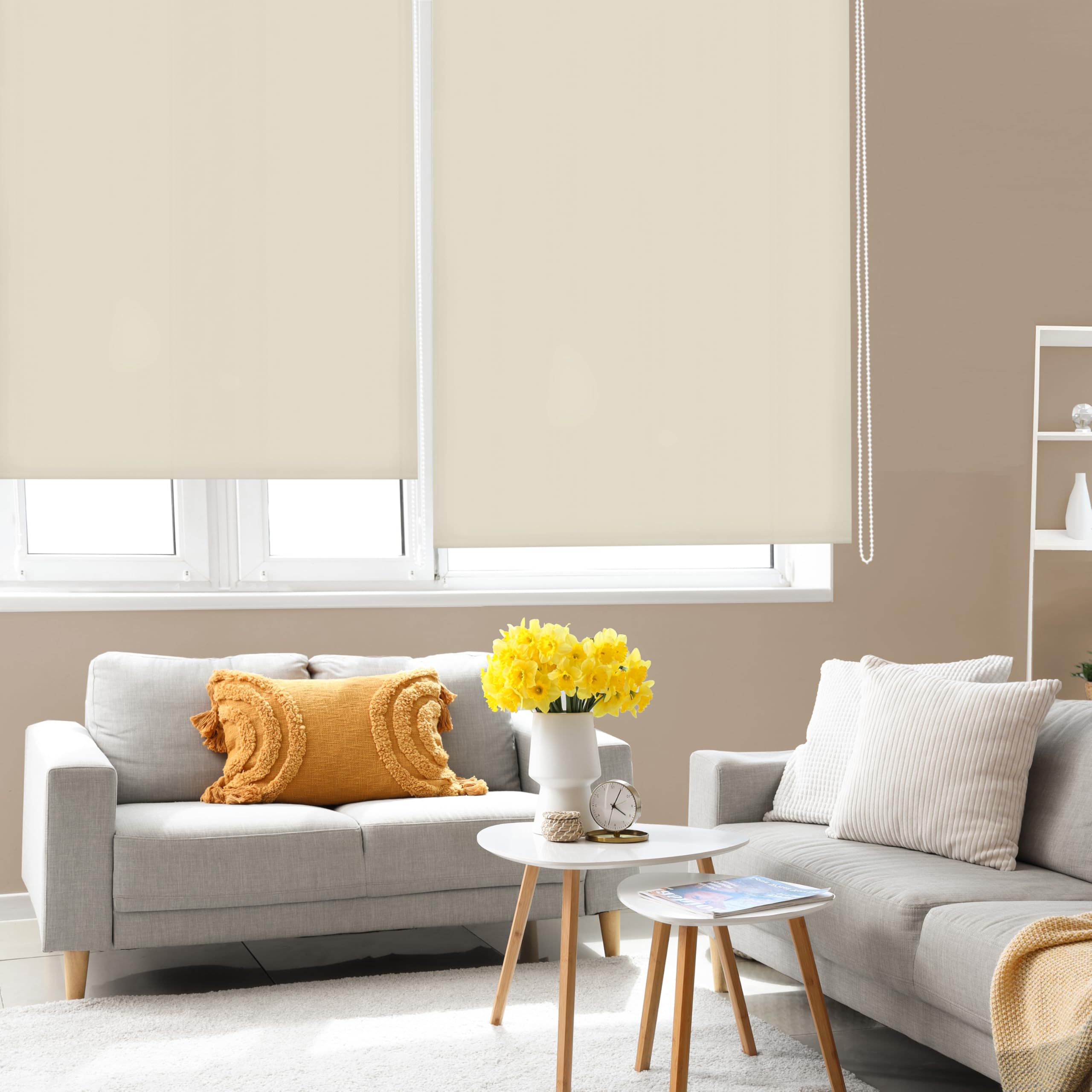 Blindecor Ara - Plain translucent roller blind, light brown, 140x175 cm (width x height)