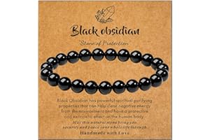 MAIBAOTA Healing Crystal Bracelet for Women Men, 8/4 mm Natural Stone Beaded Bracelets, Jewelry Birthday Gifts, Round Gemstones Stretch Bracelets