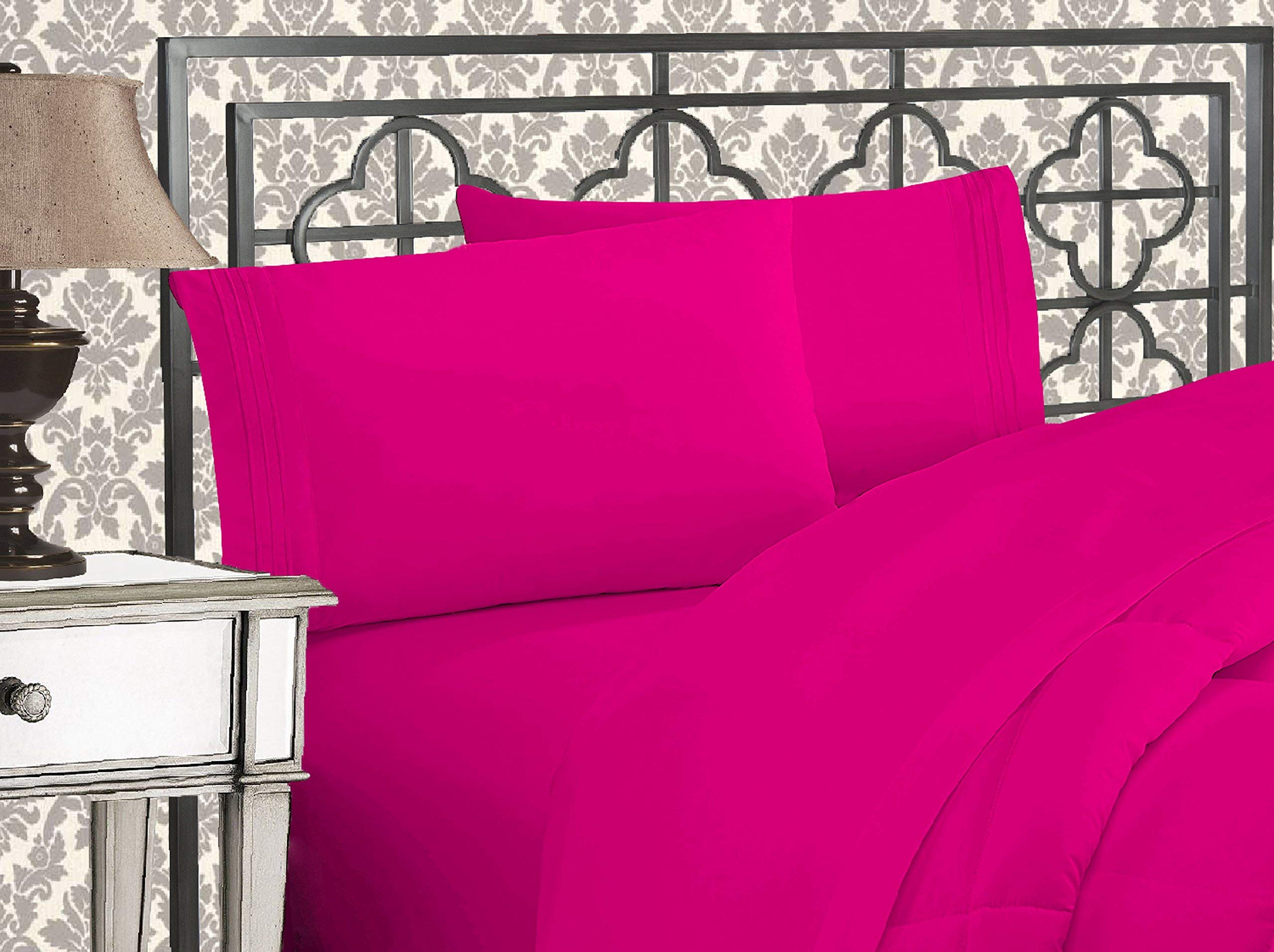 Elegant Comfort 1500 Premier Wrinkle & Fade Resistant Hotel Quality Ultra Soft Luxurious 4-Piece Bed Sheet Set with Deep Pockets, Queen Pink