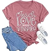 MAIHUN Womens Teacher Life Shirt Teach Love Inspire Tshirt Teach Tee Tops