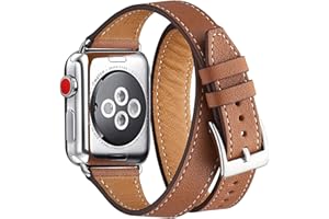 WFEAGL Leather Band Compatible with Apple Watch Strap Women, Double Tour Straps for iWatch Series 11 SE 10 9 8 7 6 5 4 3 2 1,