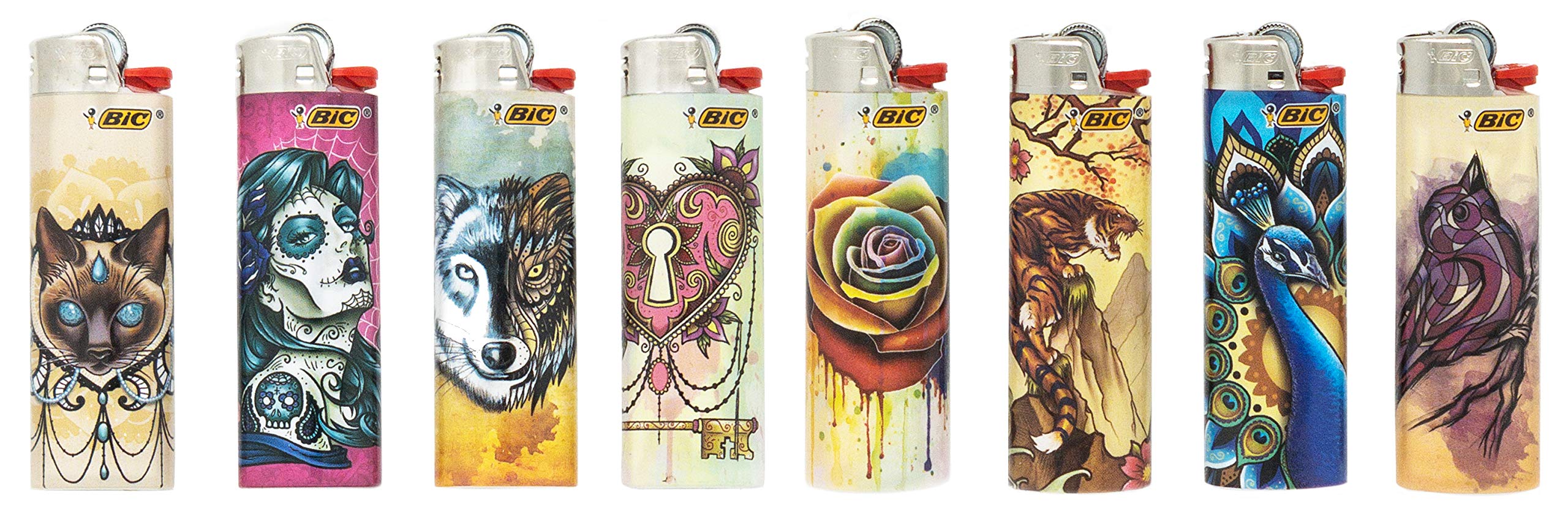BIC Special Edition Tattoos Series Lighters, Set Of 8 Lighters on