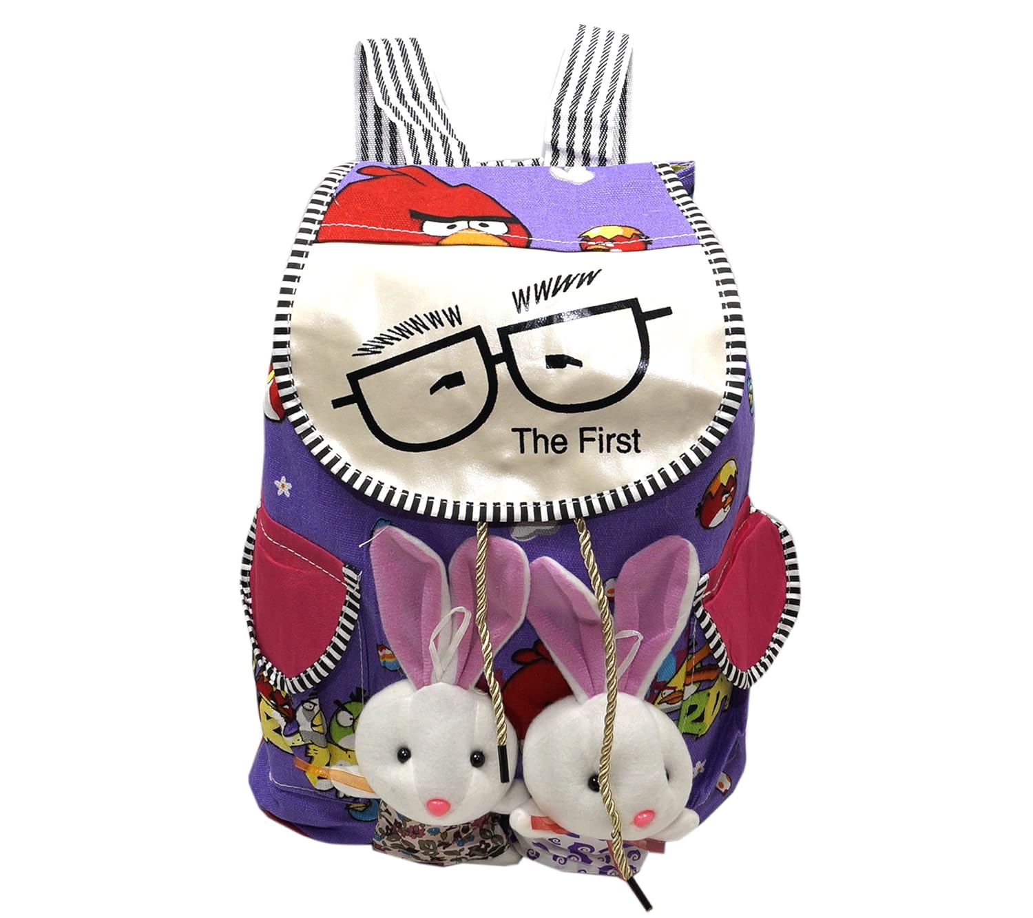 nisun women's canvas backpack with teddy, 12x6x15 inches (multicolour, college bag with teddy)