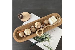 BEDAZE Wooden Dough Bowls Decorative，Rustic Bread Long Bowls Decor Wood Tray, Hand Carved For Table Centerpiece Decor, Home Decor (20 * 6 * 2 inch Brown)