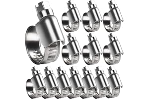 SMLCON Heavy Duty Hose Clamp - 14 Pcs,Size#4, 3/8 To 5/8 inch Adjustable Worm Gear Drive Hose Clamps Stainless Steel 304 for Fuel Injection Line, Automotive, Radiator, Garden