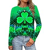 St Patricks Day Long Sleeve Shirt Women Lucky Shamrock Clover Love Graphic Shirts Irish Gifts Tee Tops