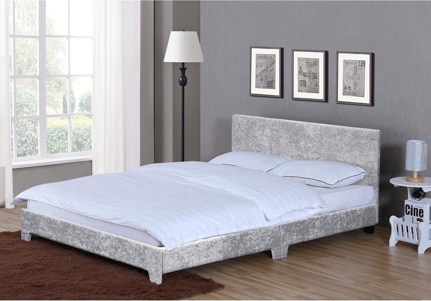 Vida Designs Victoria Bed, Bed Frame Upholstered Fabric Headboard Bedroom Furniture (King Size (5 Foot)
