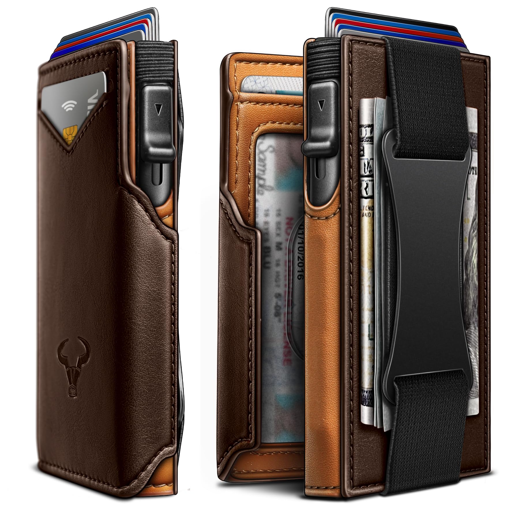 Photo 1 of BULLIANT Men Wallet Gift Boxed,Slim Front Pocket Wallet Money Clip Card Holder 3.8"x2.7",Pop-up Access