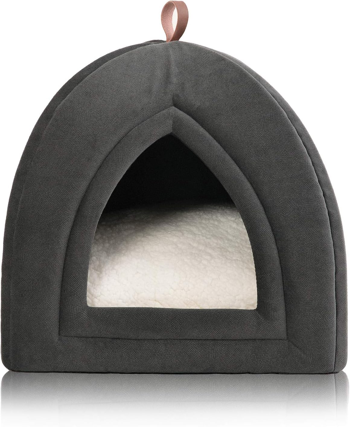 Bedsure Pet Tent Cave Bed for Cats/Small Dogs - 15x15x15 inches 2-in-1 Cat Tent/Kitten Bed/Cat Hut with Removable Washable Cushioned Pillow - Microfiber Indoor Outdoor Pet Beds, Dark Grey : Pet Supplies