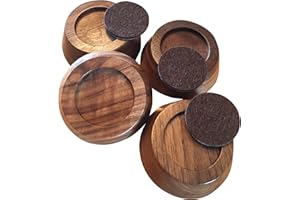 Prime Woodcraft Walnut Wood Furniture Risers - 1 Inch Height, 4 Risers, Walnut - Premium Bed Risers for Cleaning and Convenience - Table Risers, Sofa Riser, Desk Riser for Home, Office