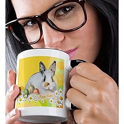 3dRose Calico Bunny Rabbit with Daisy Flowers and