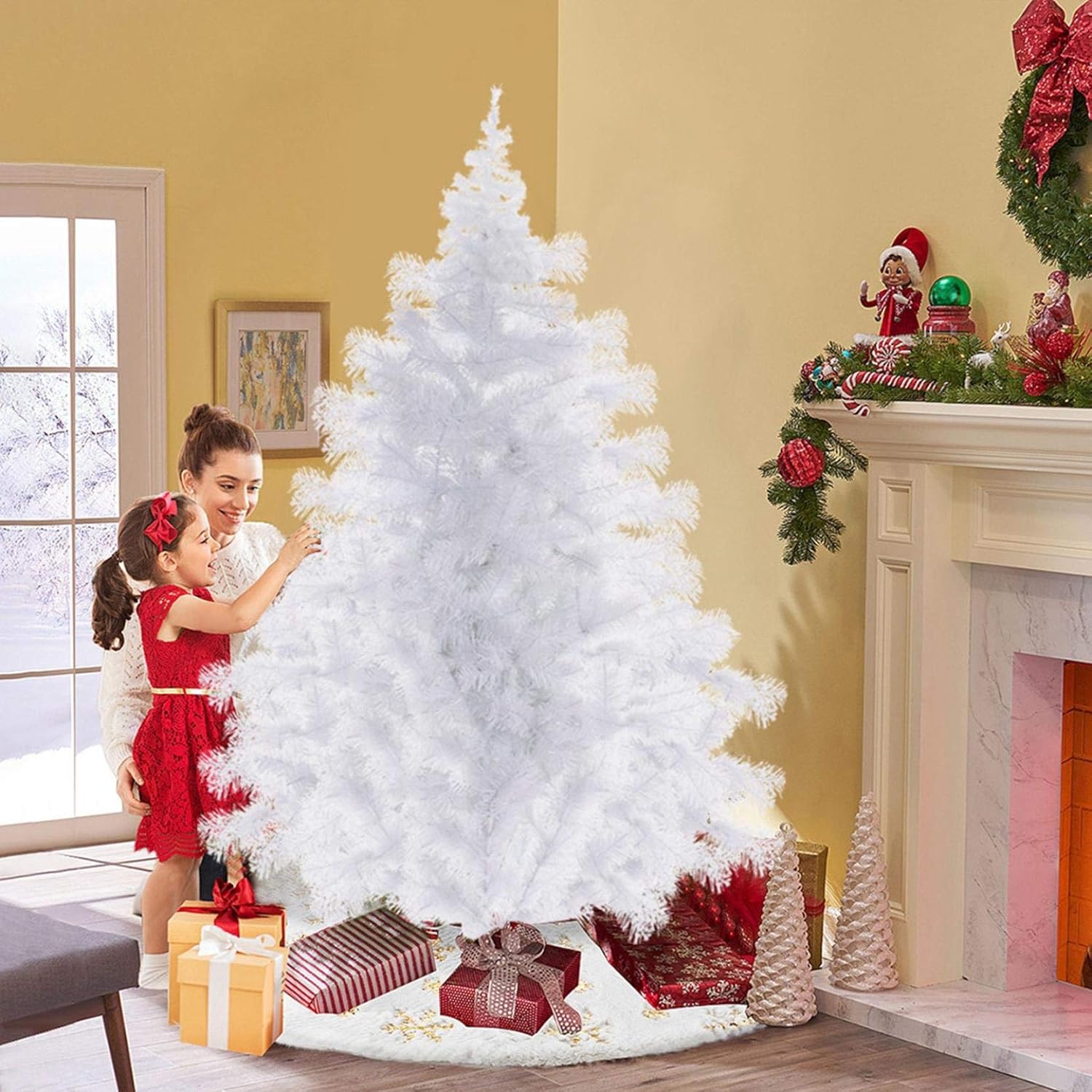6FT White Artificial Christmas Tree EcoFriendly Holiday Christmas Pine