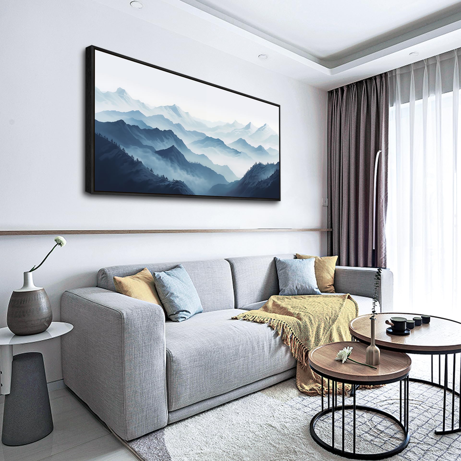 Condition photo showing New/Like New for wapluam black framed canvas wall art for living room large wall decor for office bedroom decoration
