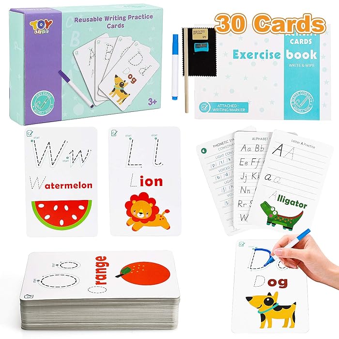 Buy TOY Life Dry Erase Alphabet Flash Cards with ABC Flash Cards for