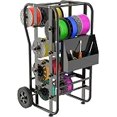 Tredre Wire Spool Rack with Wheels &ndash; Heavy Duty Cable Dispenser with 11 Rods, Mobile Wire Organizer Stand with Storage Box for Electrical &amp; Workshop Use, Black