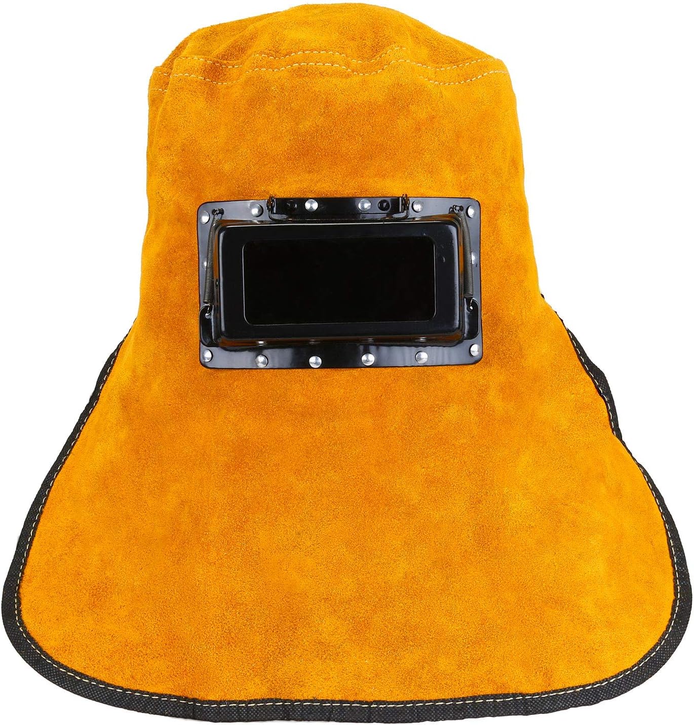 Holulo Yellow Welding Mask Cowhide Split Leather Comfortable Welding Hood Helmet For Splash Proof And Heat Resistant