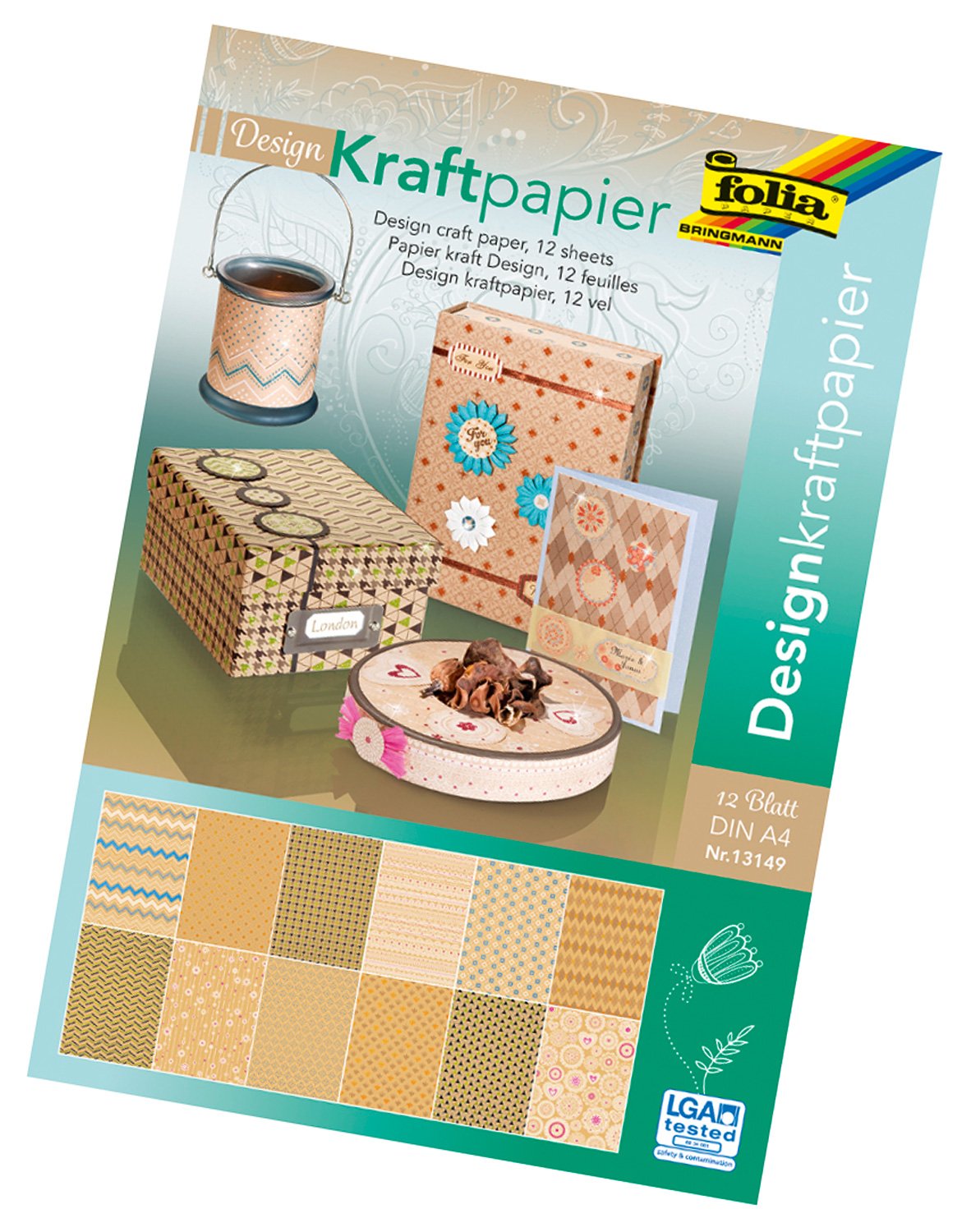Bringmann Folia 13149 Design Kraft Paper Pad A4 12 Sheets