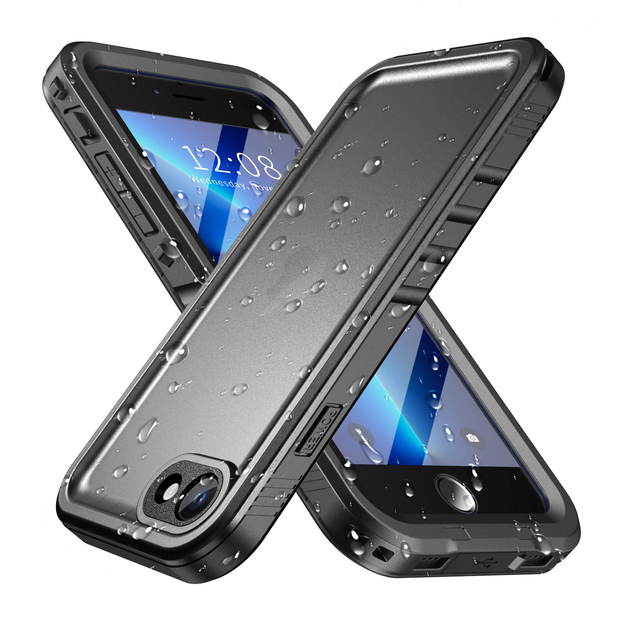 SPORTLINK Waterproof Case - Shockproof Heavy Duty Front Back Cover Built in Screen/Camera Protector 360 Full Body Protective IP68 Dustproof Military Bumper for iPhone SE3/SE2/7/8 (4.7"), Black — image 1