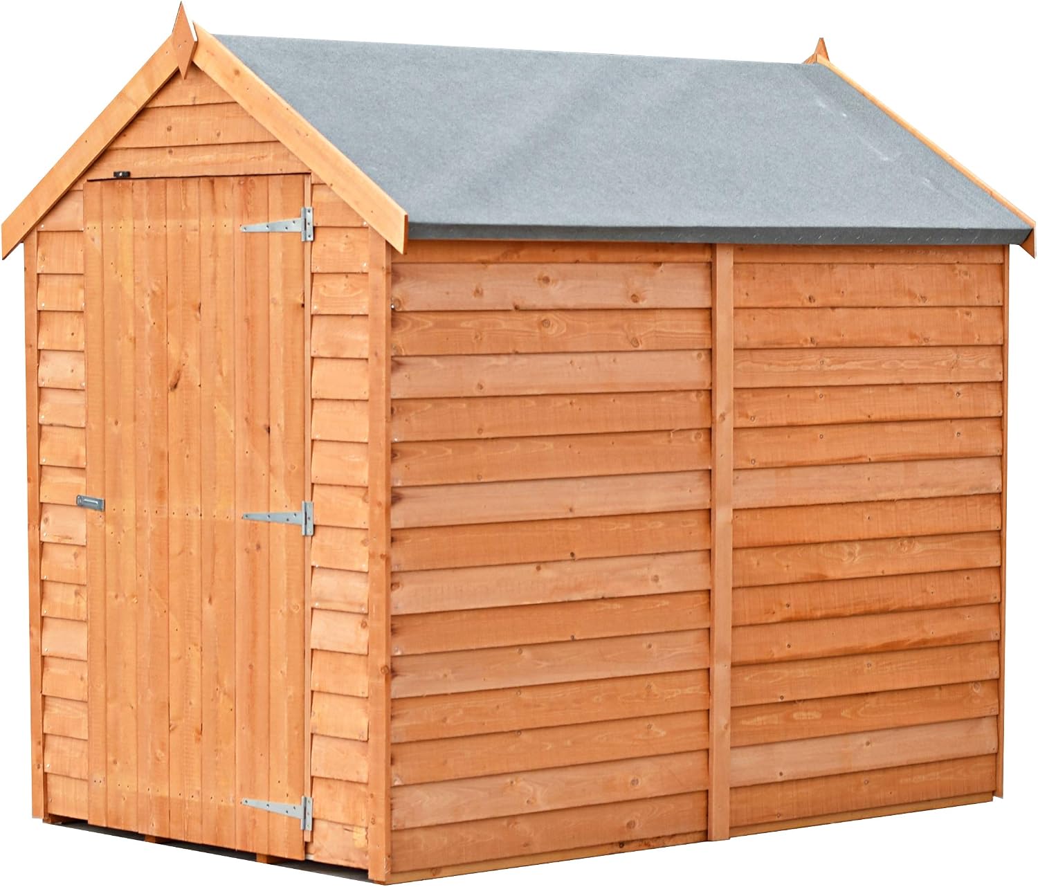 Shire 6x4 Wood Garden Shed Apex Roof and Felt included Single Door Traditional Overlap Cladding Wood Bike Store with Floor Outside Storage no Windows - Image 3