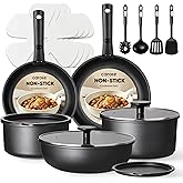 CAROTE 19Pcs Pots and Pans Set Non Stick, Cookware Set Detachable Handle, Nonstick Induction Kitchen Sets Non Stick with Remo