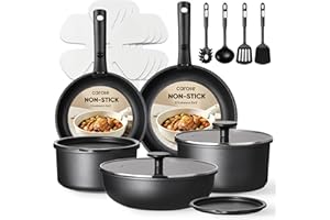 CAROTE 19Pcs Pots and Pans Set Non Stick, Cookware Set Detachable Handle, Nonstick Induction Kitchen Sets Non Stick with Removable Handle, RV Cook Ware, Oven Safe, Black