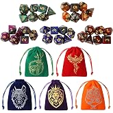 Grajar 35Pcs DND Dice Set with 5 Colorful Animal Patterned Dice Pouches, Polyhedral Dice Sets for Dungeons and Dragons D&amp;D TTRPG MTG Table Role Playing Games Starry Sky