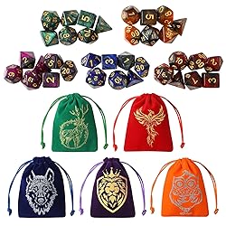Grajar 35Pcs DND Dice Set with 5 Colorful Animal