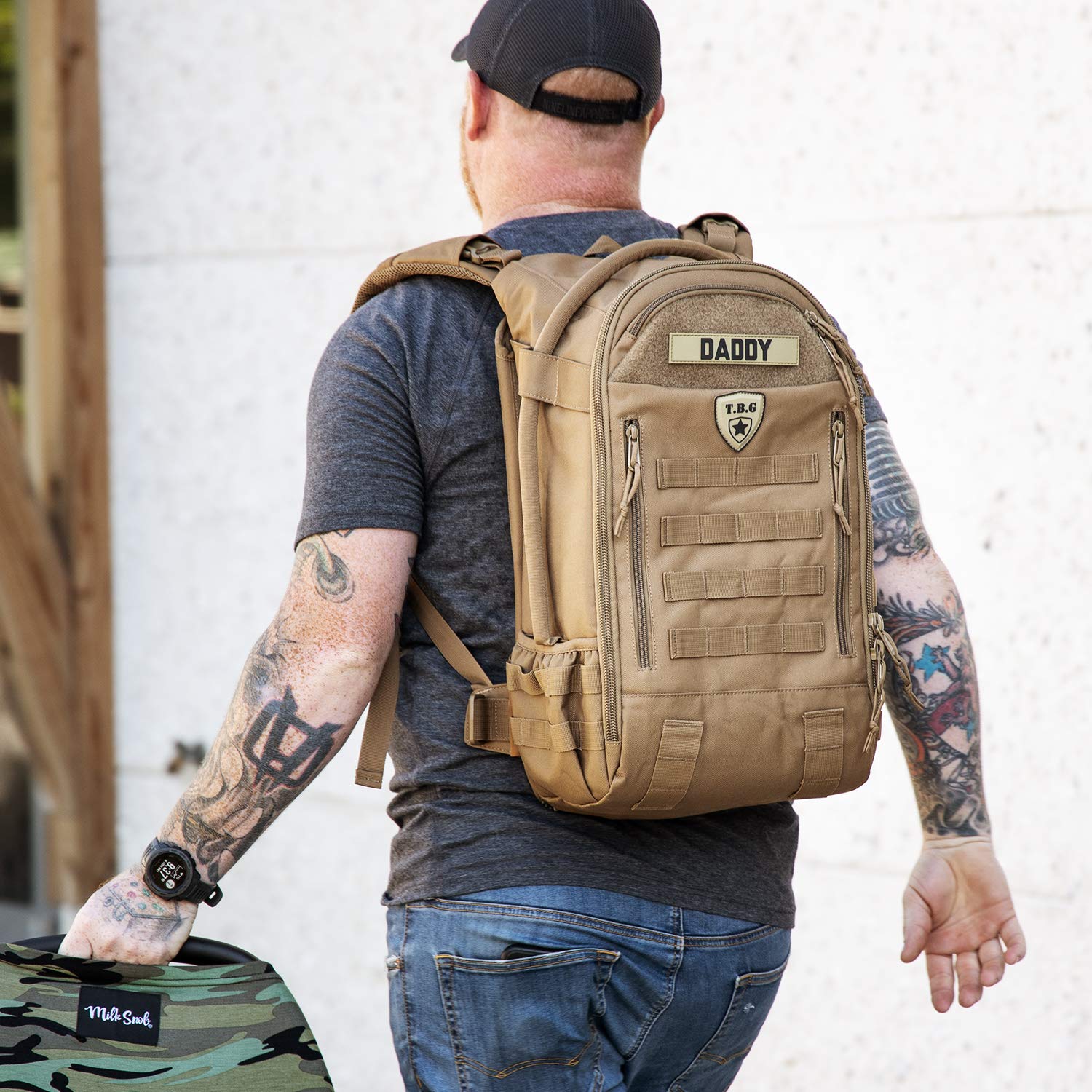 TBG Mens Tactical Diaper Bag Backpack w/Builtin Changing Mat