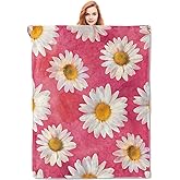 VANZEV Daisy Flannel Blanket, Pink Daisy Gifts, Floral Blanket for Women, Soft Lightweight Throw Blankets for Bed Home Travel Decor 50" x 60"