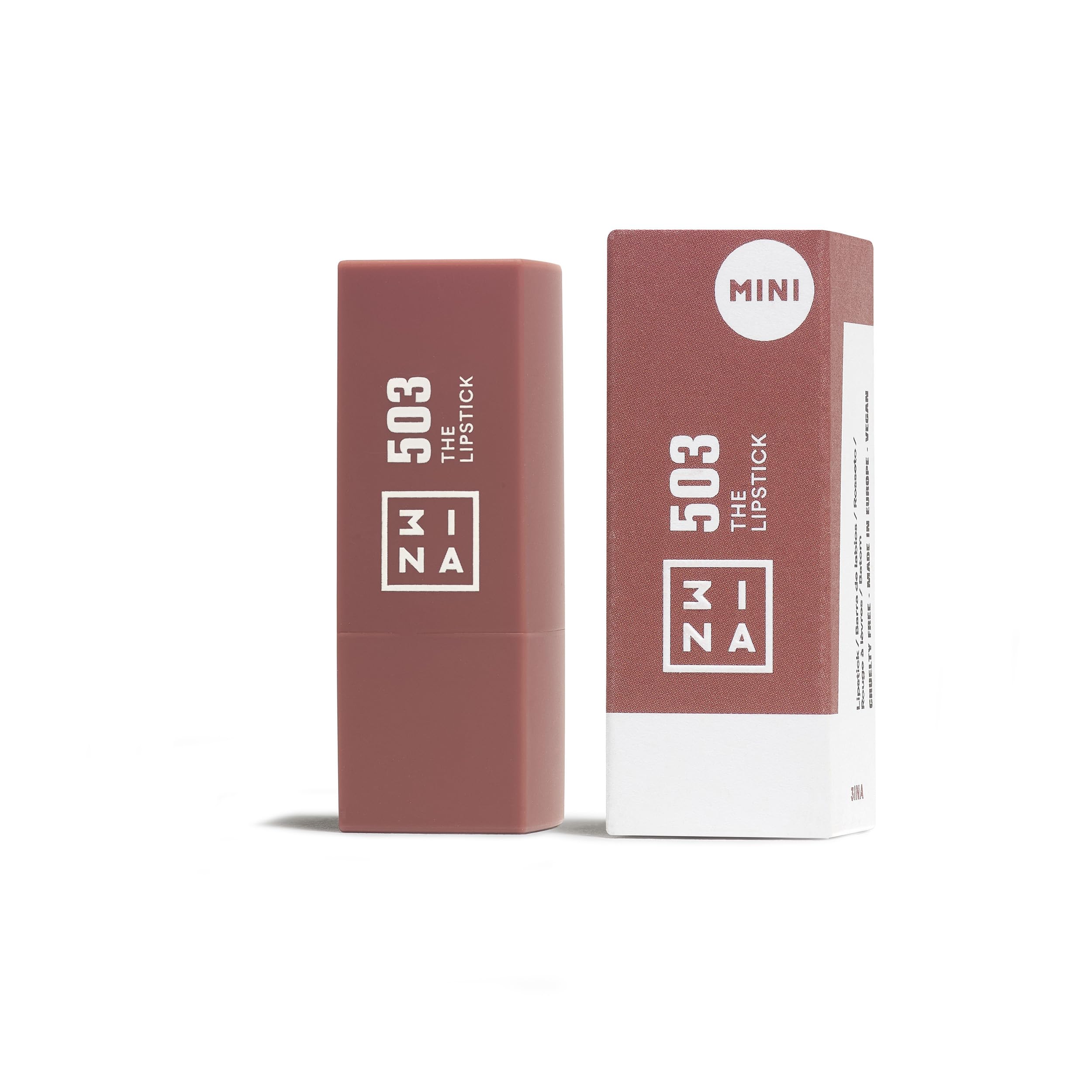 3INA MAKEUP - The Lipstick 503 (Mini) - Nude Lipstick w Vitamin E & Shea Butter to Nourish the Lips - Travel Size Lip Colour