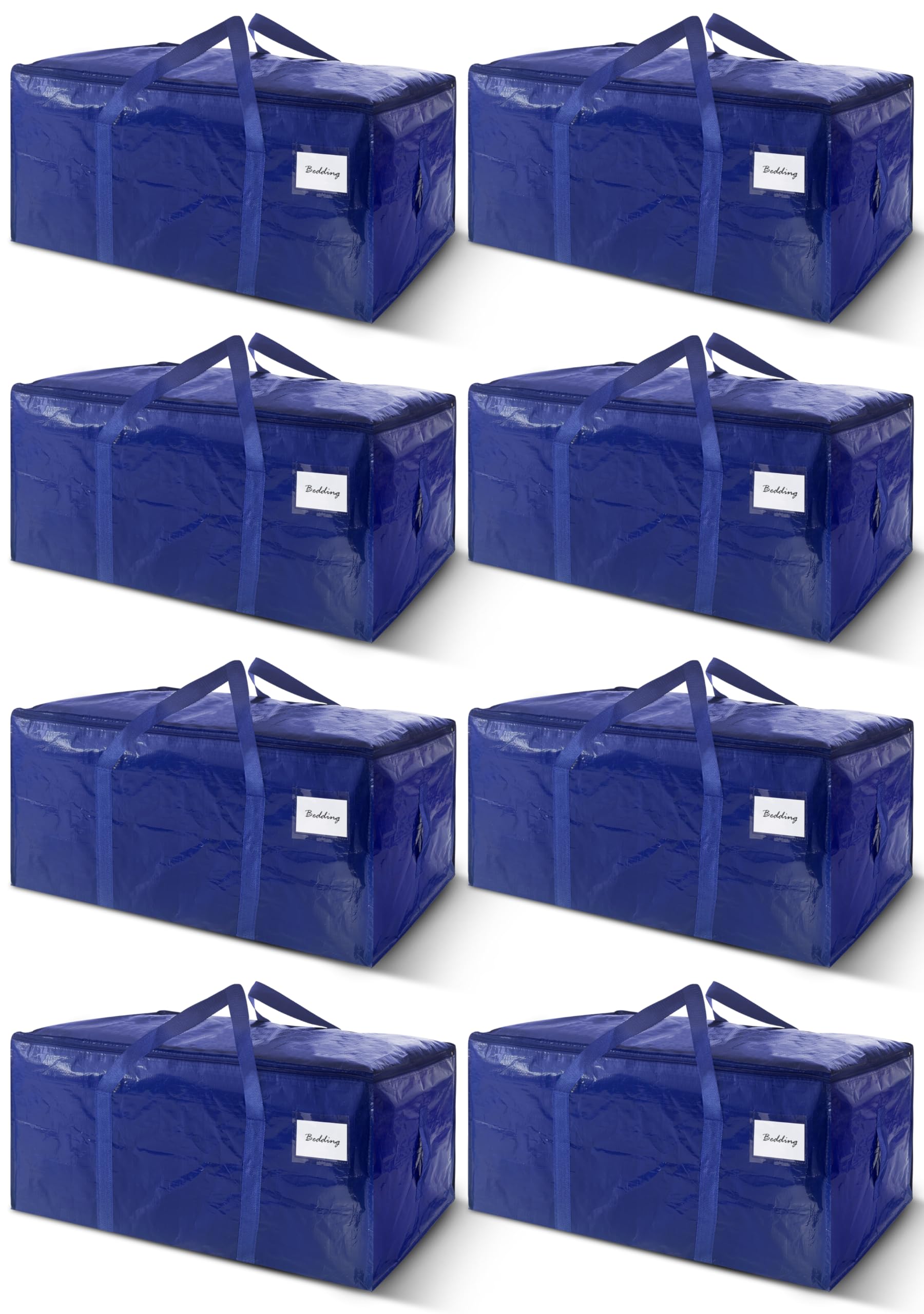 Photo 1 of 8 Pack Extra Heavy Duty Large Moving Bags with Strong Zipper & Carrying Handles, Sturdy Clothes Storage Bags Totes Bins, Packing Bag Move Boxes College Moving Supplies, Dark Blue - 24 gal